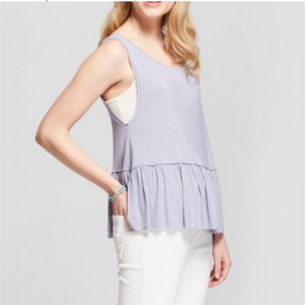 Mossimo‎ Womens Tank Sz XS Periwinkle Peplum Sleeveless Tank Rayon Soft